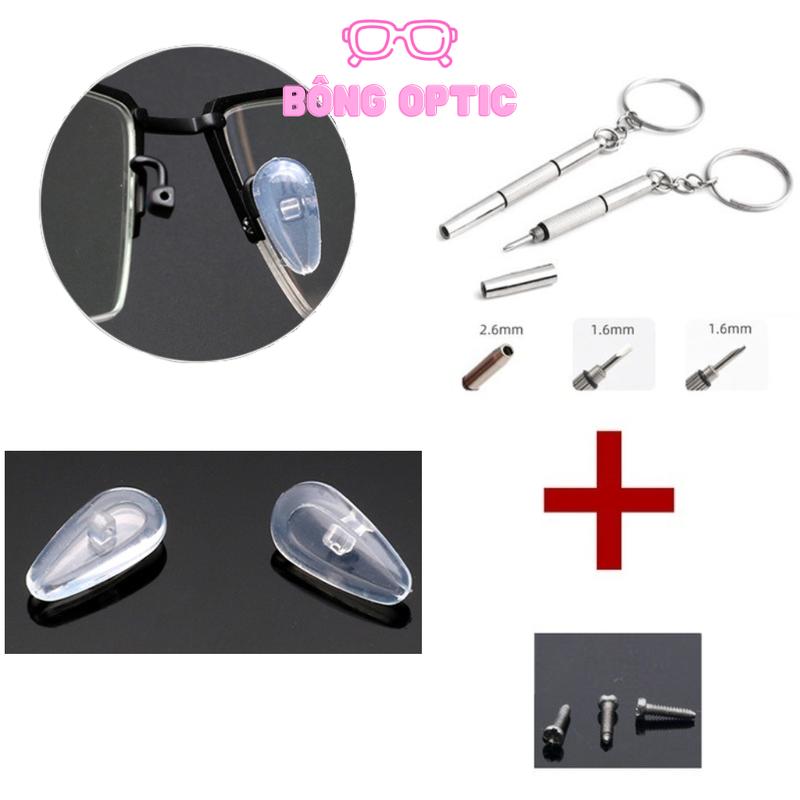 [ 1 Cặp Ve Kèm Ốc Và Tua Vít ] Miếng Đệm Mũi VK18 Gắn Mắt Kính/Ve Kính Silicone Siêu Mềm