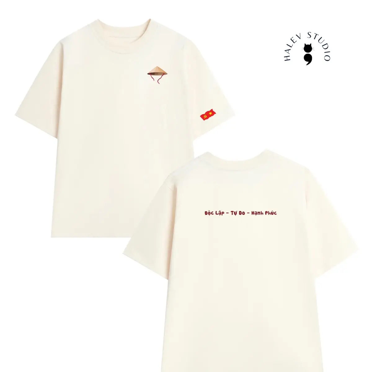 (CHÍNH HÃNG) [IN 2 MẶT CÓ ÁO EM BÉ] Áo thun OVERSIZE UNISEX form ÂU RỘNG TO nam nữ in hình NÓN LÁ 3D Cờ Việt Nam Búa Liềm Chất Cotton mềm mịn