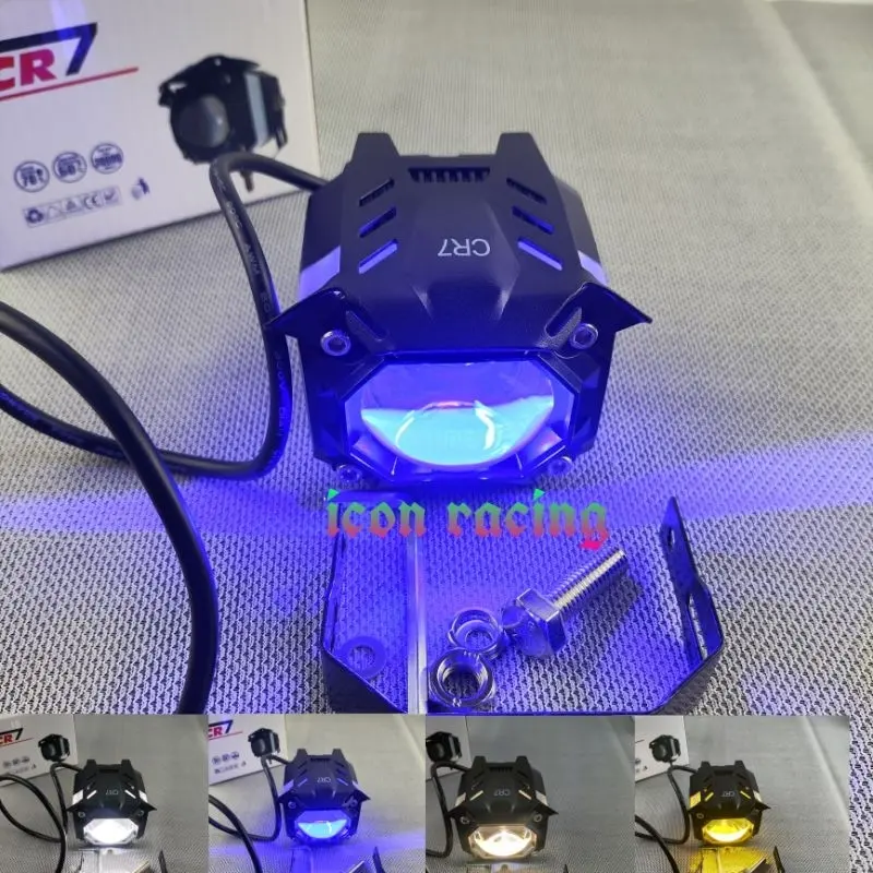 Lampu Tembak Laser 1 Mata Jauh Dekat Putih Kuning Plus Devil Red Blue 4 Mode High Low 0