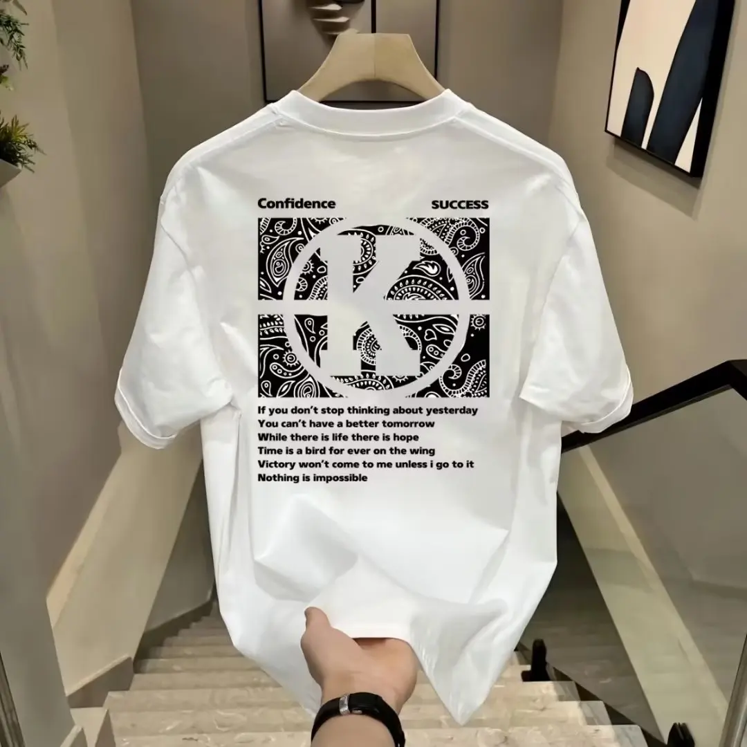 Áo Thun Cotton Ngắn Tay Cho Nam, Phong Cách Mới, Ngoại Cỡ, In Hình Thời Trang, Đơn Giản, DR0610