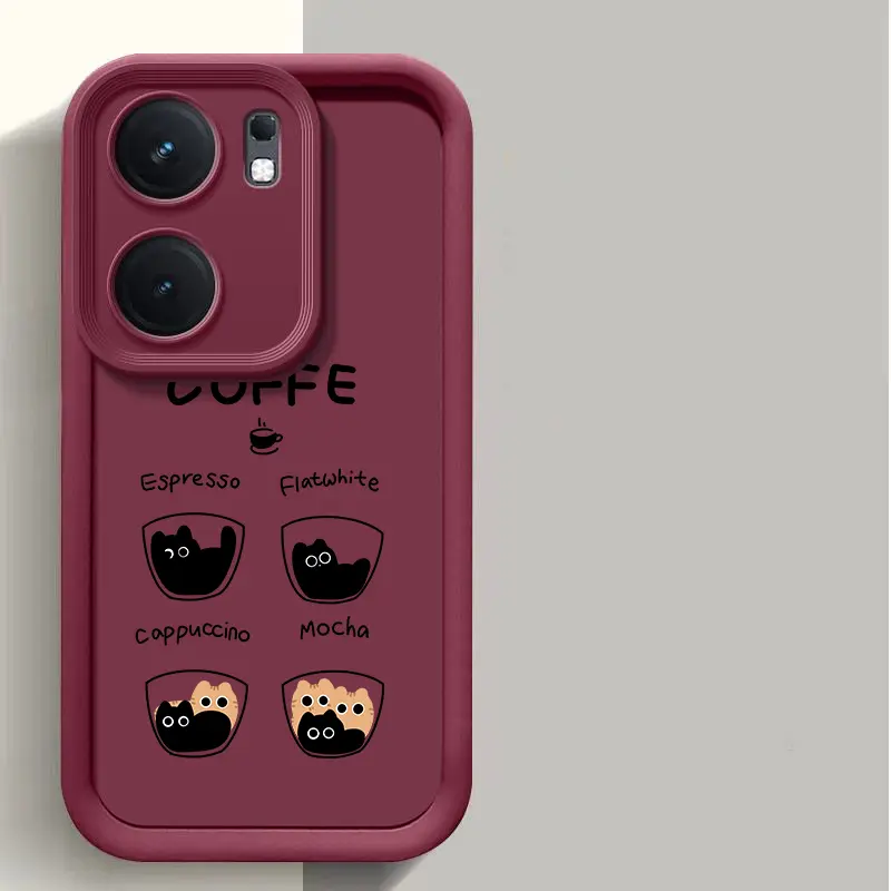 Ốp Điện Thoại, Dành Cho Oppo Reno 13F 4G 5G, Chất Liệu Mềm Mại, Chống Vỡ, Thiết Kế Hình Mèo Cà Phê 3