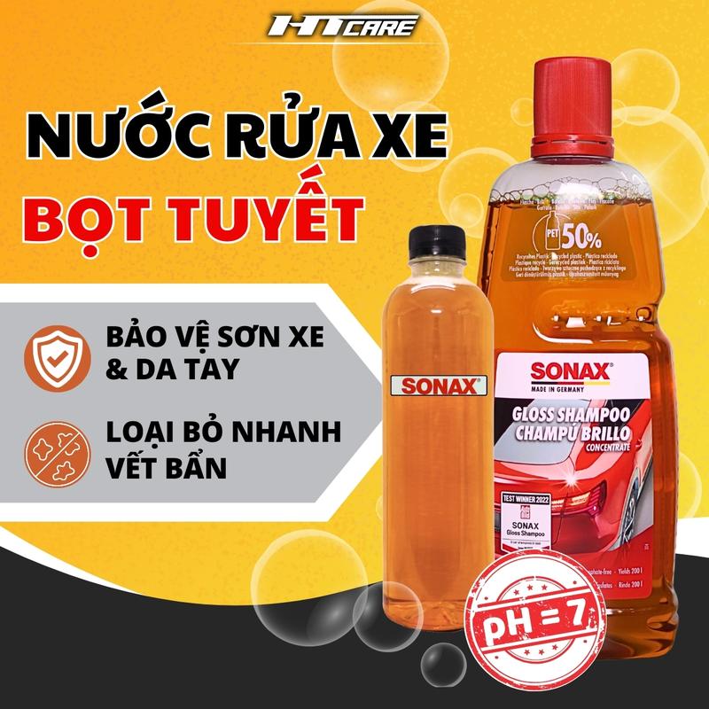 Nước rửa xe SONAX chính hãng đậm đặc siêu bọt dung tích 1L HTMotocare
