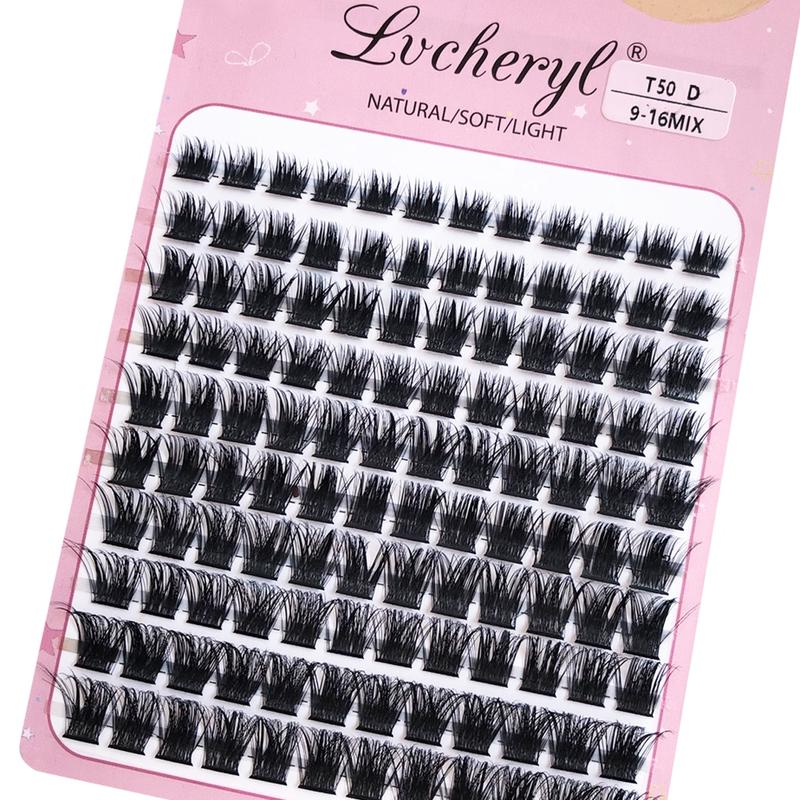 Product Introduction of ต่อขนตาคลัสเตอร์แบ่งกลุ่ม, Lvcheryl, 120 ชิ้น, ปริมาณธรรมชาติ, 10 แถว, 9-16 มม., ขนตายาวผสม, ขนตามิงค์เทียม, พร้อมกาวฟรี 9