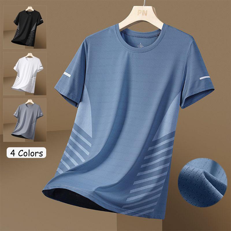 Product Introduction of Men's Dri-fit Shirt Fashion Quick-Dry Solid Color Ice Silk Mesh T Shirt Summer Cool Short Sleeve Casual Dri-Fit Basic Tops for Men 4