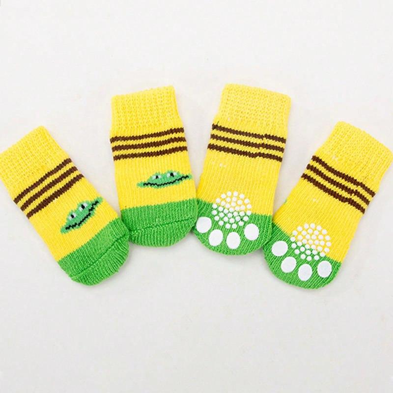 4pcs/Set Cartoon Frog Pattern Pet Socks, Cute Breathable Socks For Small Dogs & Cats, Soft Dog and Cat Clothing 4