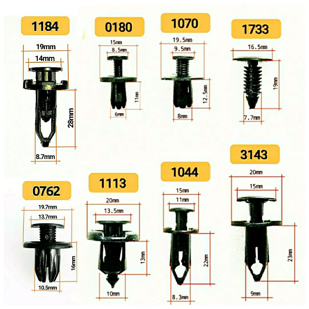 Klip Kancing Mobil 10PCS Baut Rivet Klip Body Klip Bumper Panel Grill Universal Hitam Plastik Nilon 8 Model Universal