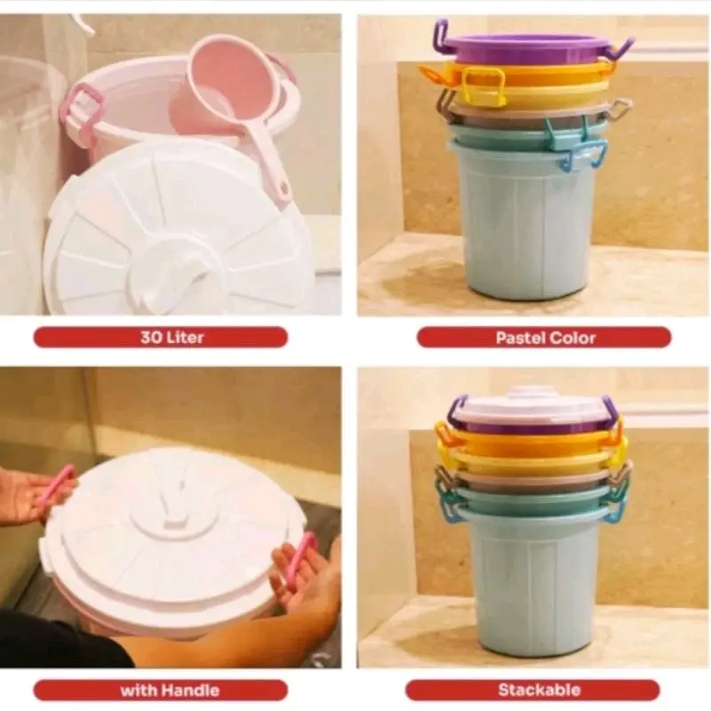 ember hongkong ember air Gagang  8 galon pastel 30L memiliki tutup kuat tahan banting Tahan Lama 2