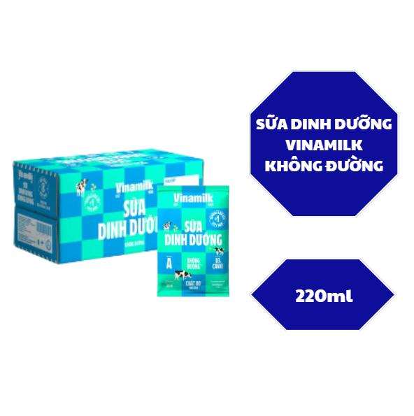 1 Thùng 48 Bịch Sữa Tươi Tiệt Trùng Vinamilk Không Đường 220ml/Bịch