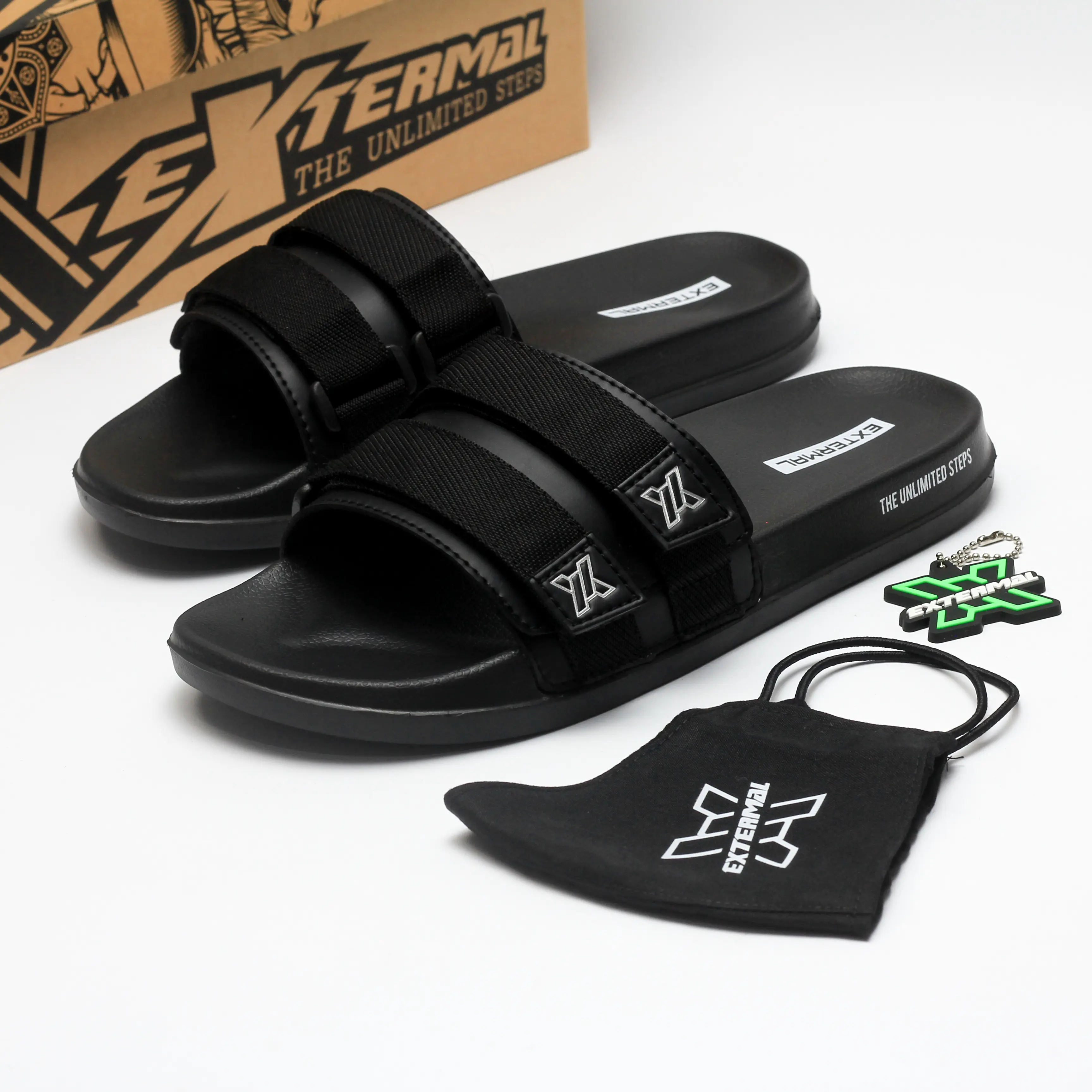 Extermal - Sendal Slide sandal Selop Slip On Pria Terbaru Kekinian Ex022 Luar Ruang Karet