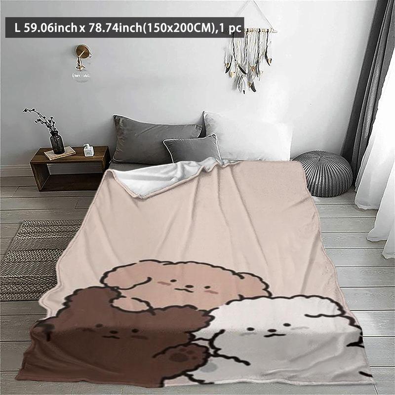 Cute Dog Pattern Double Sided Thickened Warm Blanket, Soft Comfortable Throw Blanket, Air-conditioned Room Blanket, Warm Nap Blanket for Home & Office 3