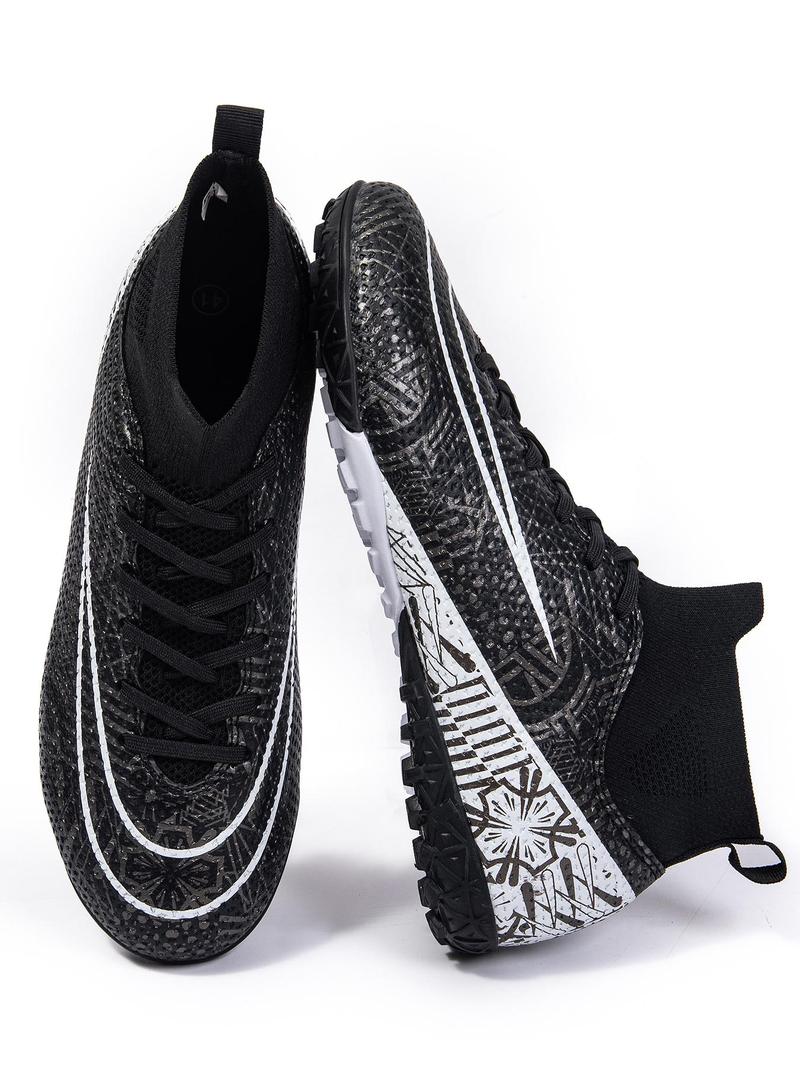 Product Introduction of Men's Sporty Lace Up Soccer Shoes, Comfortable Breathable High Top Football Shoes, Professional Training Shoes for All Seasons 8