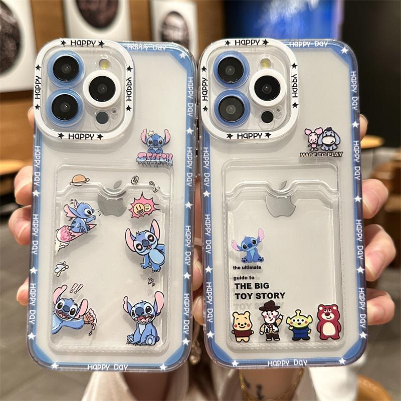 Product Introduction of Cartoon Lovely Stitch Winnie Toy Story Mobile Phone Case with Card Bag For iPhone 15 Pro Max 14 Pro Max 14 15 Plus 13 Pro Max Soft Phone Back Cover for iPhone 12 Pro Max 11 Pro Max XR XS Max 7 8 Plus Back Shell​​​​​​​ 9