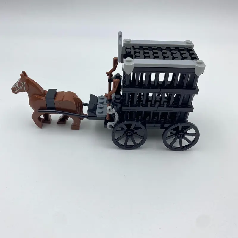Medieval Ancient Chariot Transport, Western Chariot, Prisoner Chariot, Small Particle Building Block Assembly Transport, Christmas Gift 7
