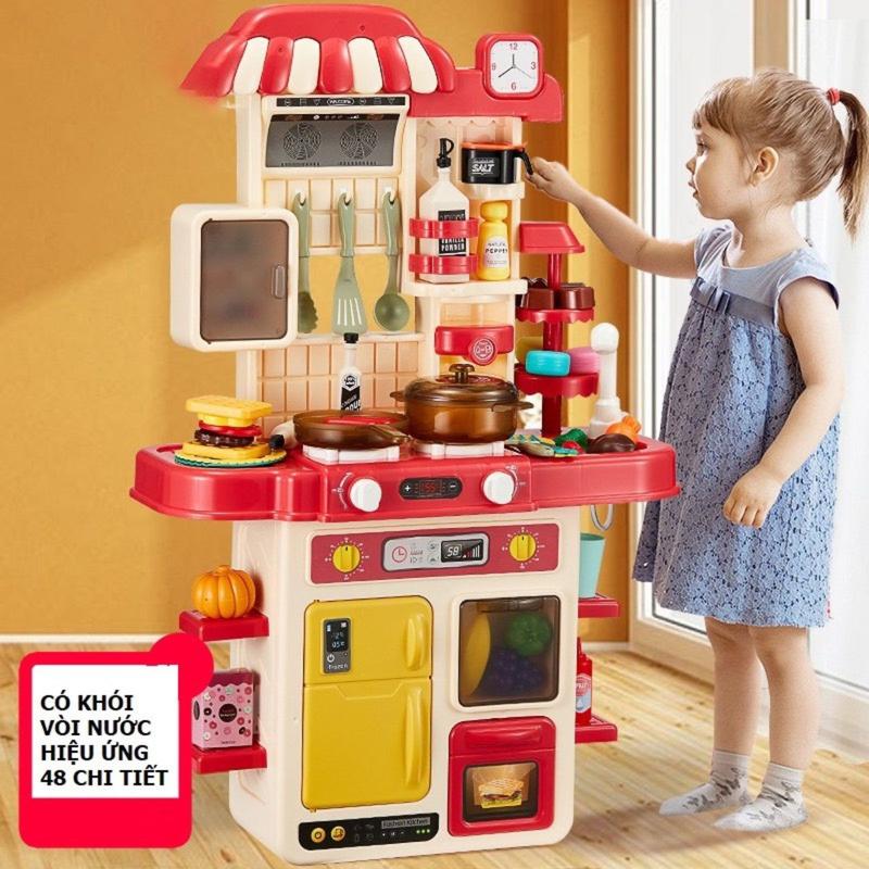 Bộ đồ chơi nấu ăn nhà bếp cho bé cỡ lớn có khói cao 70cm cho bé đồ chơi nhập vai cho trẻ em Toy Câu Cá