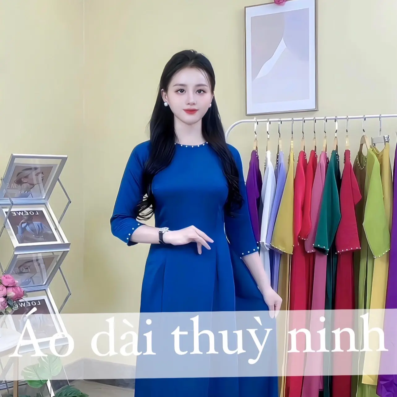 Áo dài tây thi xanh cổ vịt đủ size s-5xl