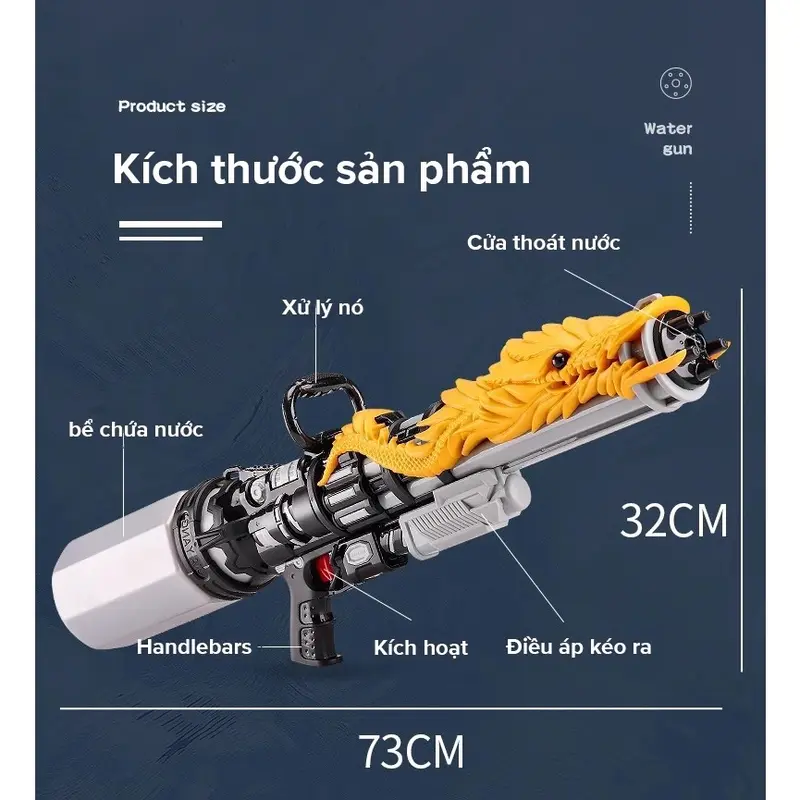 Đồ chơi phun nước áp lực lớn thần long - Khủng Long  - Cá Mập  dung tích lớn. Bắn xa 6-8m. Đồ chơi phun nước áp lực cao. Đồ chơi biển. Đồ chơi ngoài trời Toy lễ hội nước. Trung thu 0
