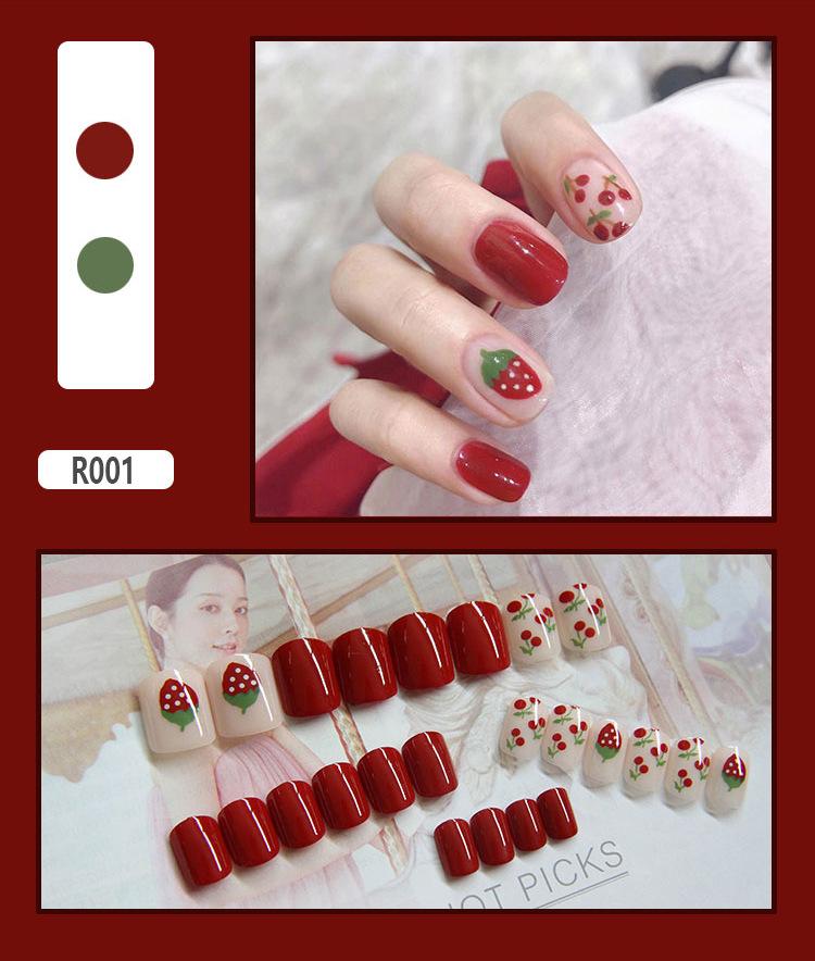 Product Introduction of Fake Nails Finished Stickers Cute Nail Stickers Wearable Nail Stickers Removable Fake Nail Pieces 24 Pieces 5