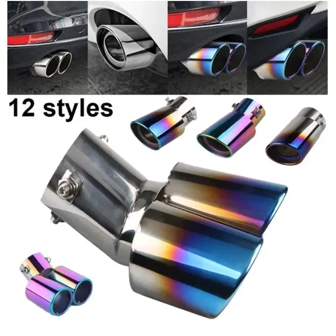 Stainless Steel Dual titanium Exhaust Pipe Car Rear Tail Muffler Tip Throat Liner