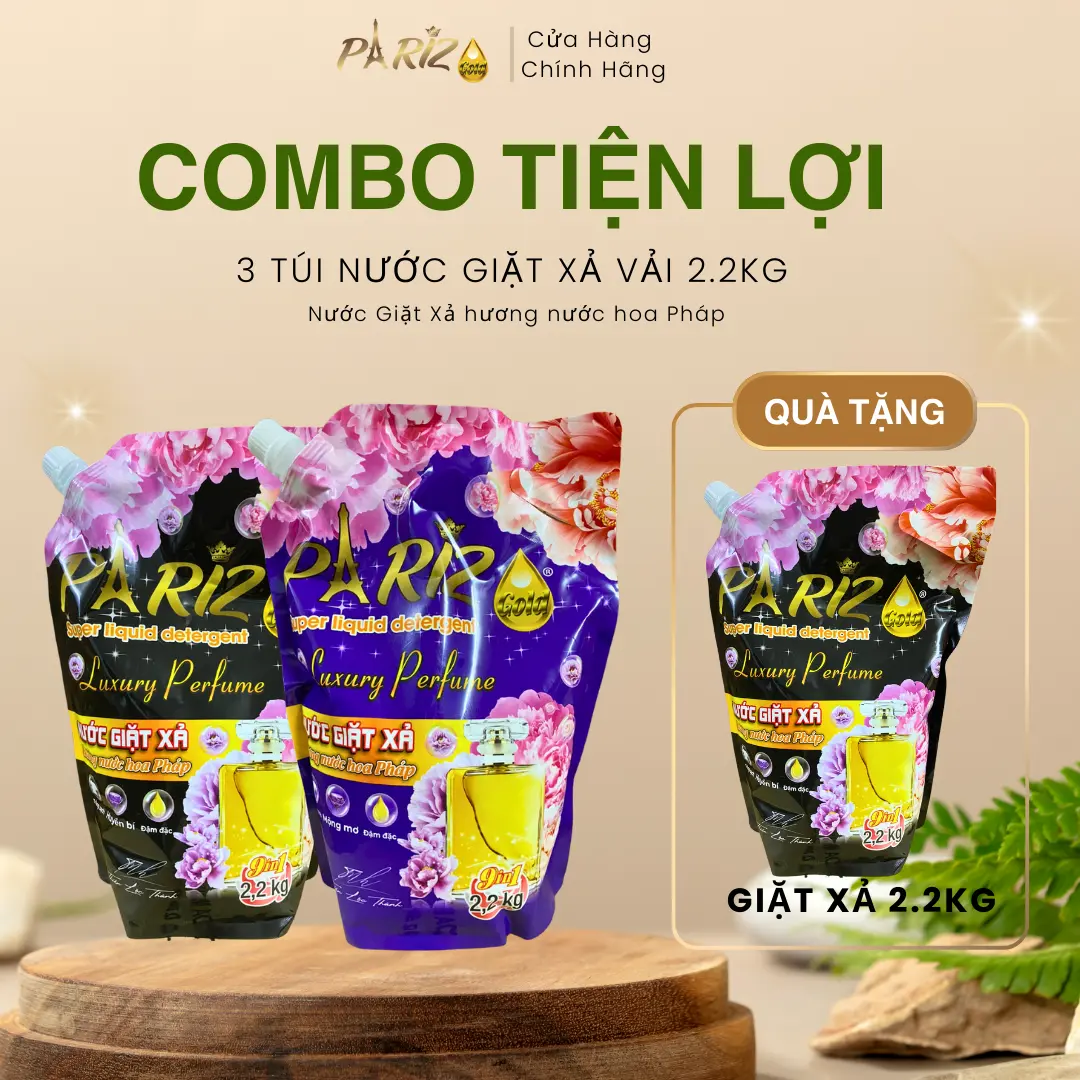 [Mua 2 tặng 1] Combo 3 túi Nước giặt xả Pariz hương nước hoa - Túi nước giặt Pháp 2200ml tiết kiệm, thơm dai, Làm sạch (Giao màu ngẫu nhiên) xì bông, nướcgiat,  pariz