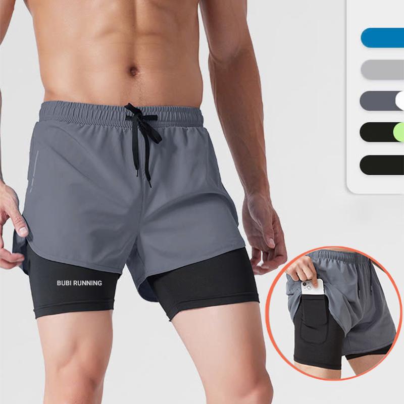 Quần thể thao chạy bộ 2 lớp, quần đùi short thoáng khí thấm hút mồ hôi, co giãn cực tốt. Hàng cao cấp xuất khẩu Nam Sport Đồng Tập Thể Dục Trang Phục