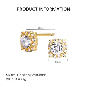 Anting Diamond Glow S925 | 18k Gold Plated - Diamond Earrings 18k Gold Plated S925 Zircon Mini