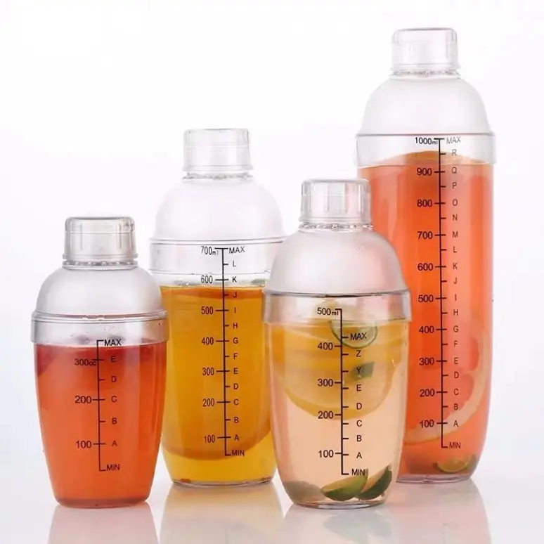 Bình lắc Shaker pha chế nhựa chia vạch đen  500ml - 700ml -1000ml