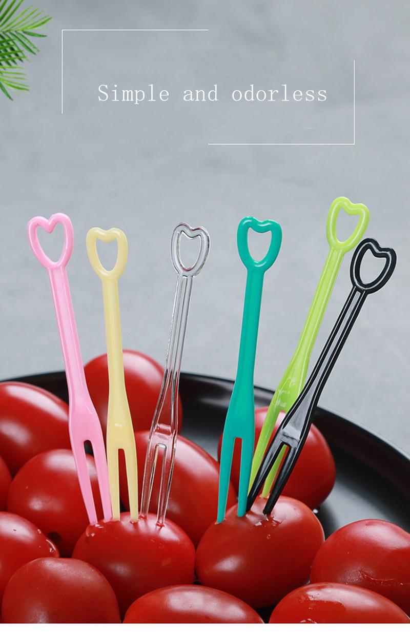 Product Introduction of 100Pcs Fruit Fork Cake Dessert Food Fruit Pick Children Snack Mini Party Festival Love Tableware Decoration Plastic Toothpick 8