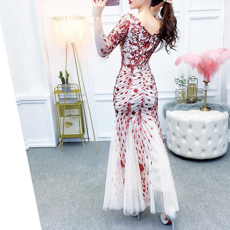 Đầm Ăn Tối Quây Đuôi Cá, Quý Phái, Thanh Lịch, Ôm Sát, Gợi Cảm, Dài Nữ Women Dress Voi Màu Đen Voan 6
