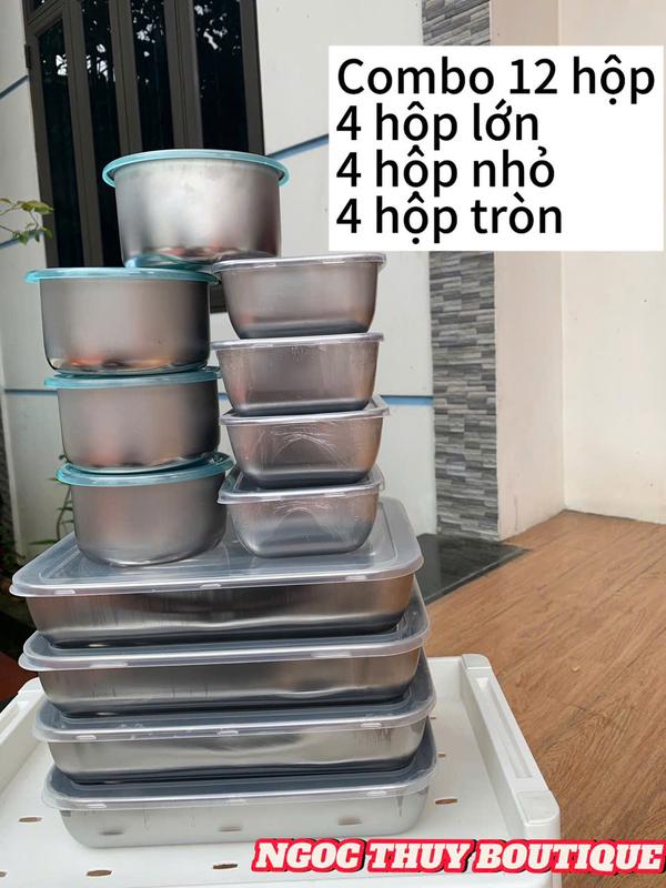 [ COMBO 12 HỘP ] - 4 khay lớn + 4 khay nhỏ - 4 Khay tròn - Hộp đựng thực phẩm có nắp đậy an toàn, tiện lợi