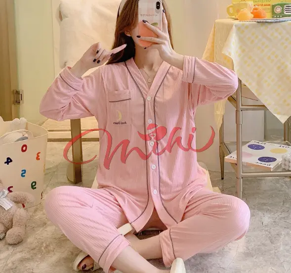 Bộ đồ bầu, sau sinh cho con bú PIJAMA CỔ TIM HÀNG MỚI 2022 4