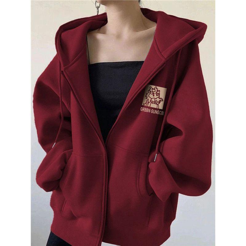 Áo Len Có Mũ Trùm Đầu, Thời Trang Trung Quốc Phong Cách Ins, Dáng Rộng Vừa Vặn, Áo Cardigan Có Khóa Kéo, Dành Cho Nữ, Thích Hợp Cho Mùa Xuân, Mùa Thu Và Mùa Đông, Hàng Mới Về, Áo Khoác Cặp Đôi, Mỏng, Thương Hiệu 2024 0