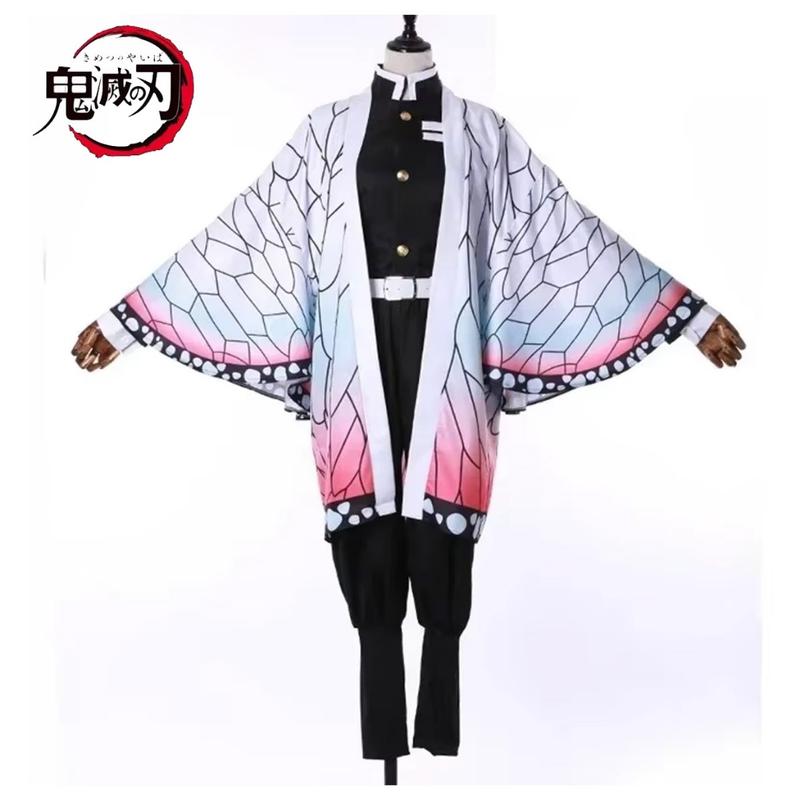 Trang phục cosplay Kimetsu No Yaiba Kochou Shinobu, Bộ tóc giả Anime Demon Slayer Kimetsu No Yaiba, Đồng phục Kimono, Thích hợp cho Halloween, Dành cho người lớn và trẻ em 2