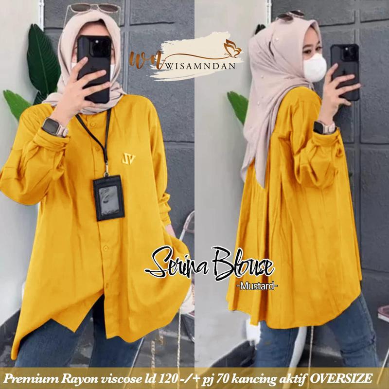 BLOUSE POLOS WANITA JUMBO KATUN RAYON PREMIUM ATASAN WANITA JUMBO LD 120 KOREAN STYLE LENGAN PANJANG 3