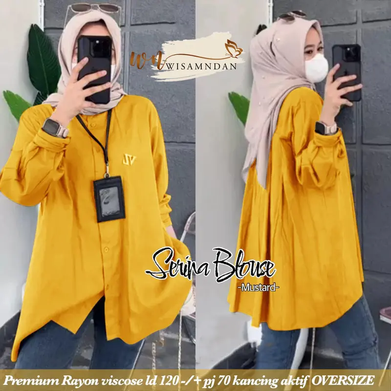BLOUSE POLOS WANITA JUMBO KATUN RAYON PREMIUM ATASAN WANITA JUMBO LD 120 KOREAN STYLE LENGAN PANJANG 3