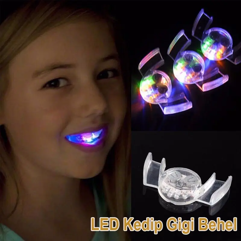 1PC Lucu LED Kedip Gigi Behel Penjaga Mulut Halloween Trick, Lampu Gigi Kelap Kelip 2