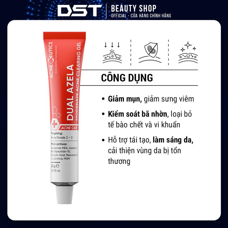 [Dược Sĩ Tiến] AcneCeutics Dual Azela Moderate Acne Clearing Gel - Hỗ trợ giảm và ngăn ngừa mụn - 20g 5