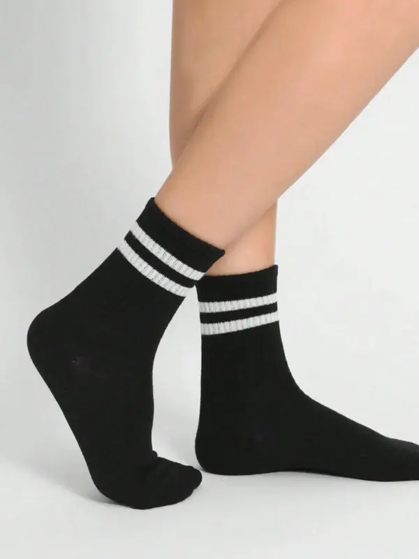 Men's Striped Print Crew Socks, Casual Comfy Breathable Mid Tube Socks for Daily Wear, Men's Socks for All Seasons 4