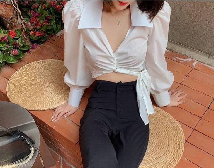 Áo sơ mi Nữ tay dài croptop thắt eo nhiều kiểu theo sở thích DG4539 Shirt