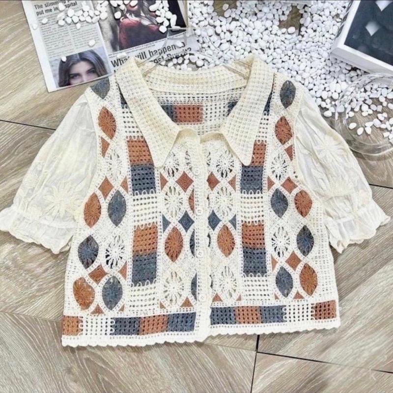 HOANGLANCLOTHING - Áo len ren cam hoạ tiết cổ.đức 1