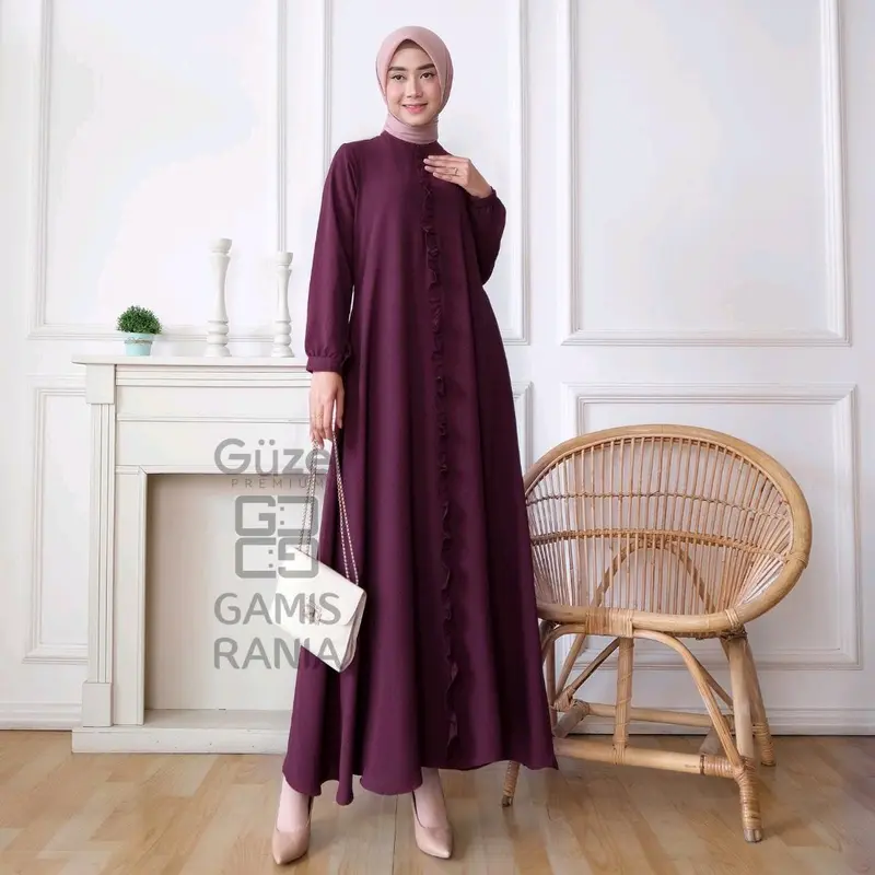 Gamis polos bahan katun cringle /gamis harian/gamis pesta/gamis hari raya 6