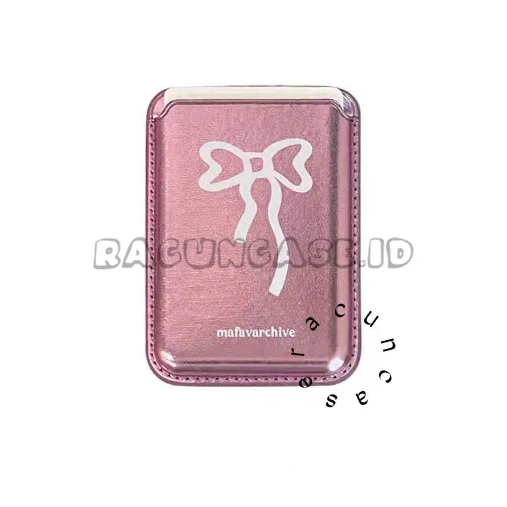 CARD HOLDER & POP SOCKET RIBBON CASE MAGSAFE CLEAR RIBBON PINK