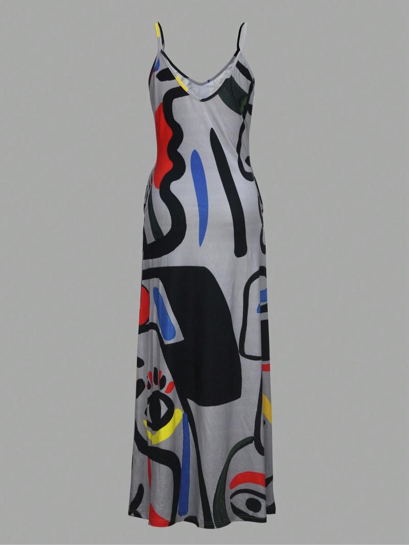 Product Introduction of Women's All Over Print Cami Dress, Casual Sleeveless Dress for Beach Holiday Vacation, Ladies Clothes for All Seasons 2