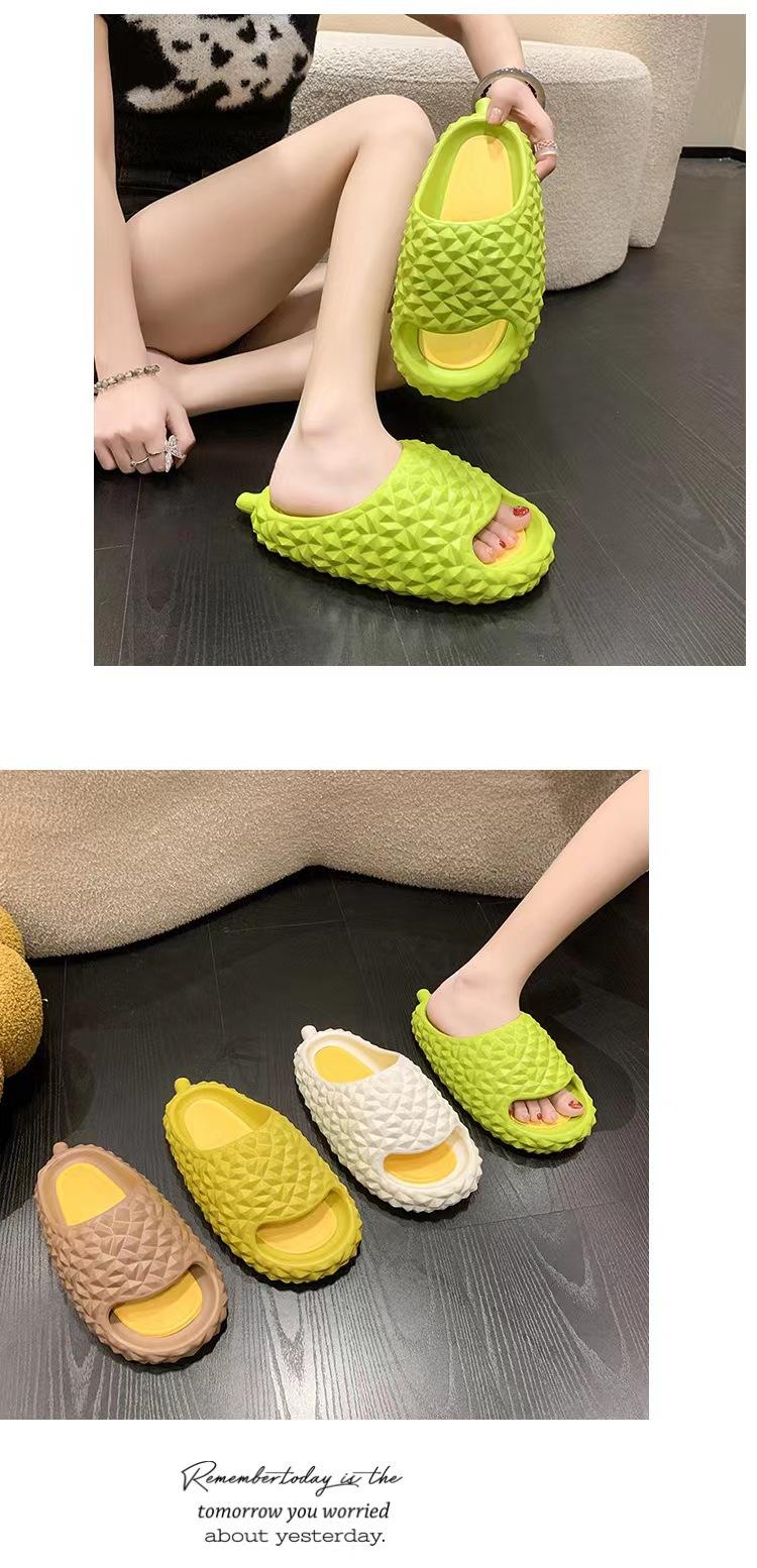 Product Introduction of Dép lười mùa hè Dép sầu riêng không trơn trượt trong nhà cho nam và nữ Giày đi biển tắm trong nhà Bán buôn Slipper DéP Có Quai Dép Lê Đế Bằng Quai Ngang 5