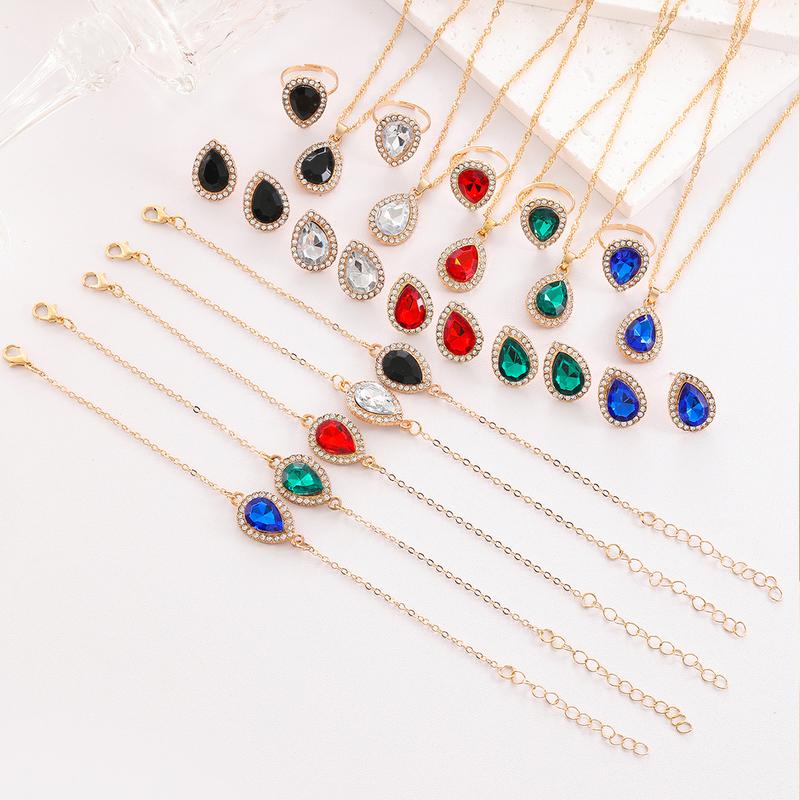 Product Introduction of Bộ Vòng Cổ, Bông Tai Và Nhẫn Kim Cương Giả Hình Giọt Nước, Phong Cách Ins Châu Âu Và Mỹ Đồ Trang Trí Nữ Đơn Giản, Bán Hàng Trực Tiếp Từ Nhà Máy 4