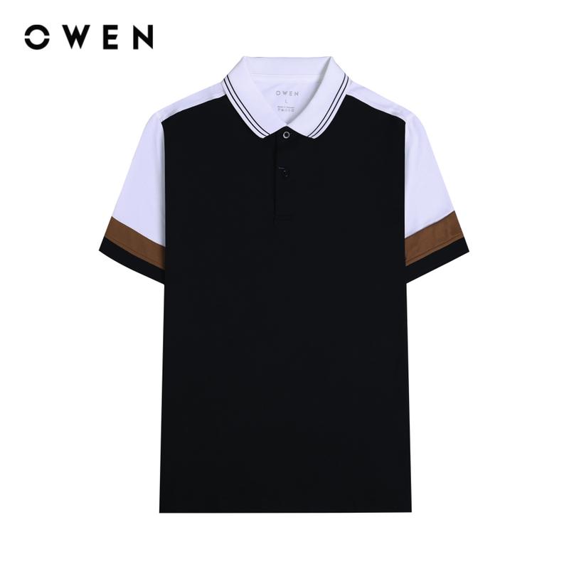 OWEN - Áo polo Nam ngắn tay Body Fit - APV231395 Màu Trắng - Chất liệu 95% PE Cool, 5% Spandex   Hoạ tiết Pha phối Menswear