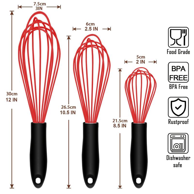 3pcs/set Manual Egg Mixer with Handle, Portable Anti-scratch Hand Egg Beater, Handheld Whisk for Butter Cream Egg Paste, Kitchenware 7