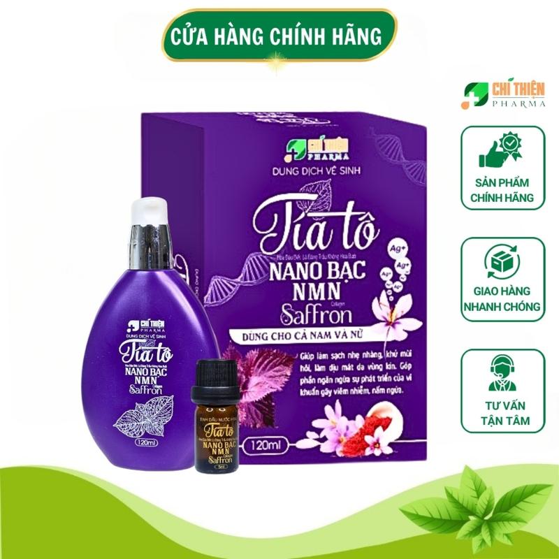 ( Tặng Nước Hoa Mini ) Dung Dịch Vệ Sinh Nam Nữ Tía Tô Nano Bạc NMN Saffron Chí Thiện Pharma 120ml Ddvs Gel Phụ Khoa Hỗ Trợ Rửa Làm Sạch Hết Ngứa Hồng Se Khít Vùng Kín