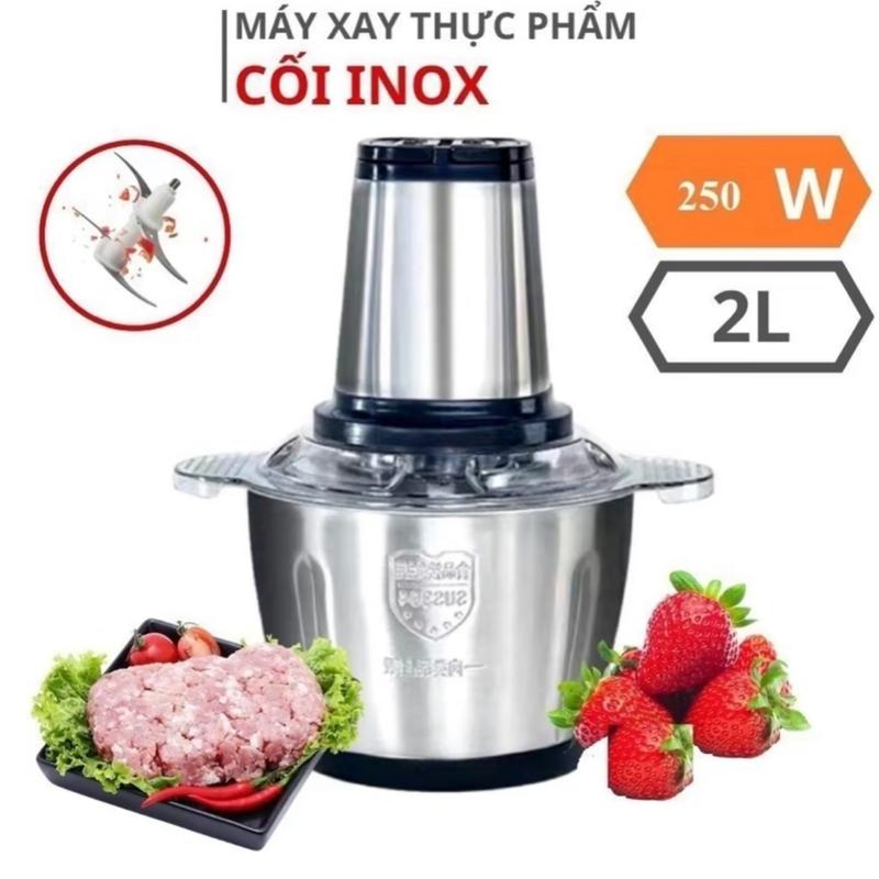 Máy Xay Thịt Đa Năng, Cối Inox 2L 304, Lưỡi Dao Thép Không Gỉ, Xay Thịt, Cá, Rau Củ Quả Siêu Tiện Lợi Black Nồi Nhôm Bên trong máy xay
