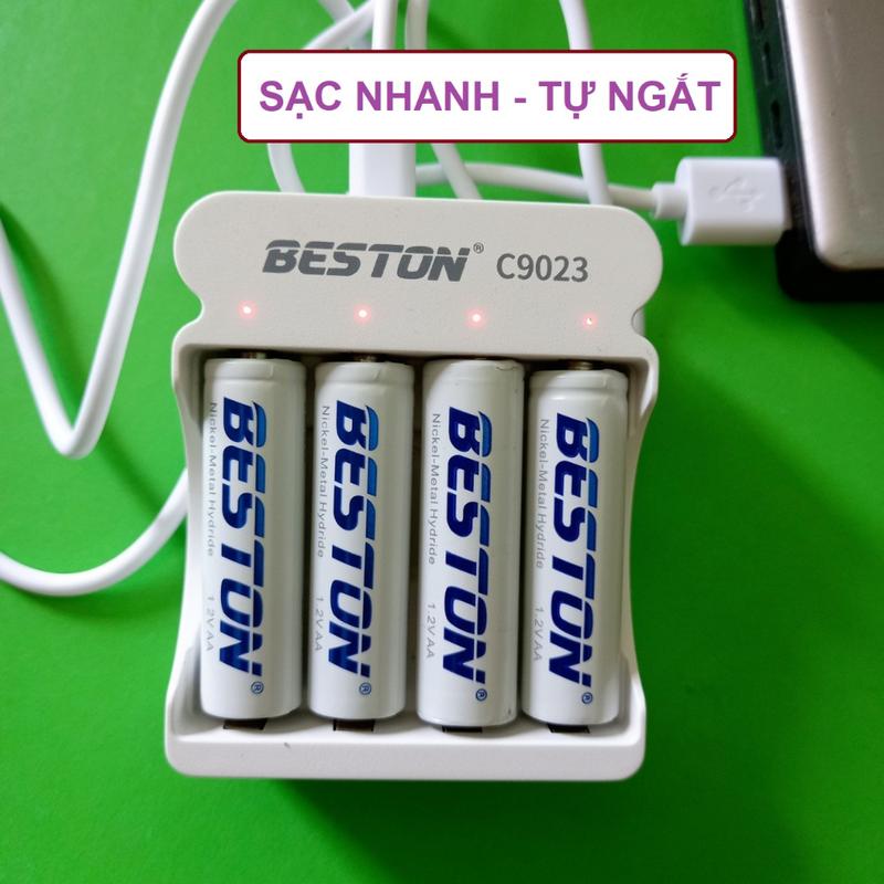 Bộ sạc pin AA AAA Beston C9023 mẫu mới dùng cho micro không dây, máy ảnh, điều khiển, đồng hồ