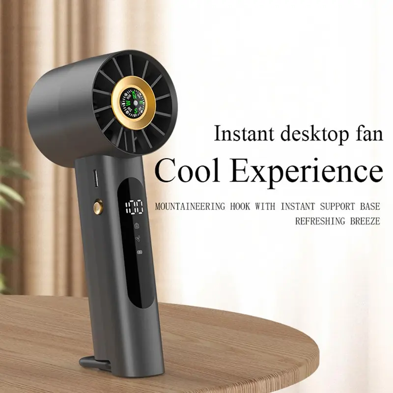 USB Rechargeable Handheld Fan, Portable Desktop Fan with Digital Display, Adjustable Wind Speed Fan for Home Office Travel Outdoor, Multipurpose Fan 6